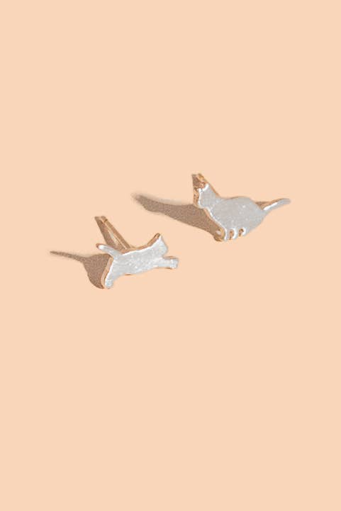 Cat Therapy Studs - 18K Gold Plated / Silver Rhodium Plated