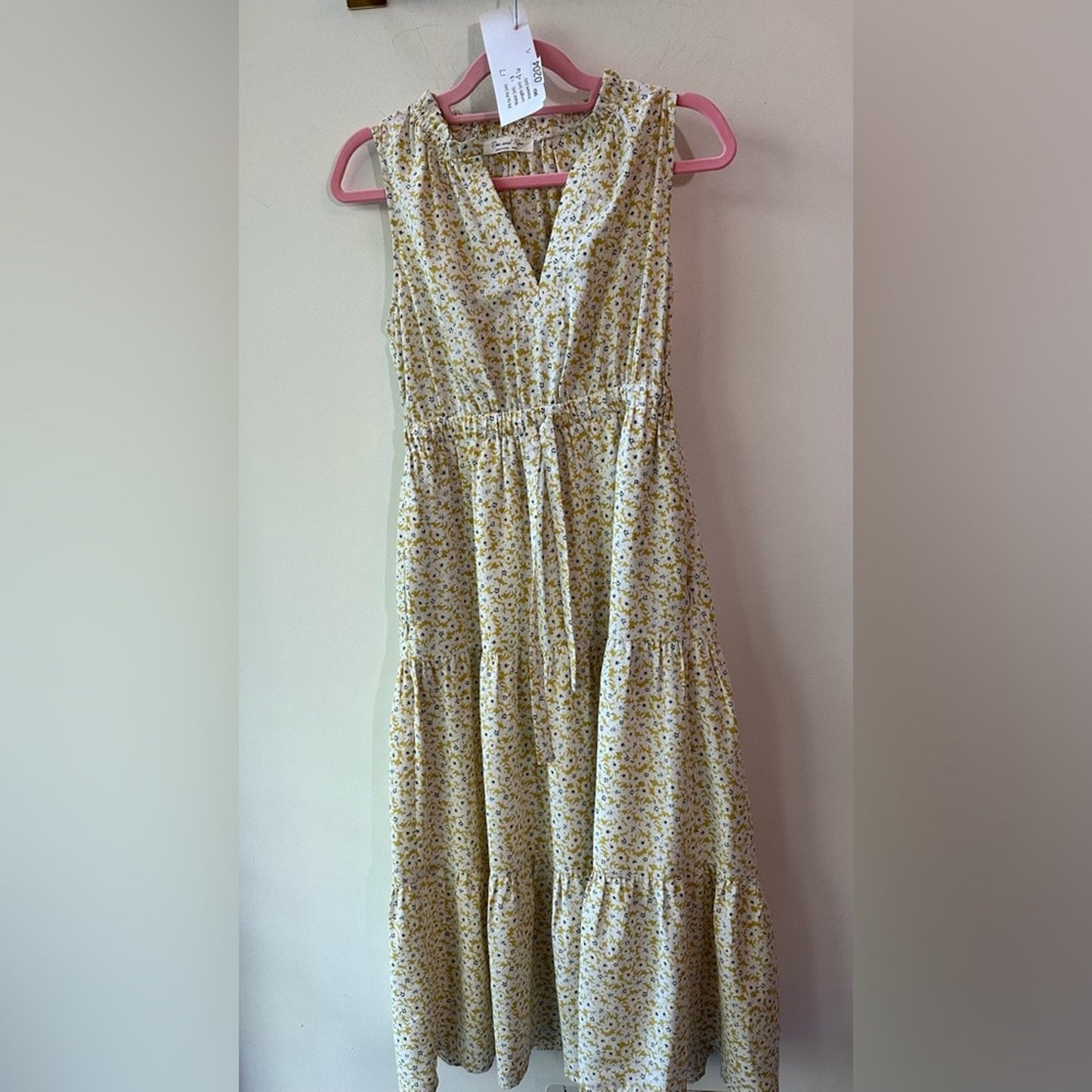 Floral Sleeveless Tiered Midi Dress, Size S | 0204