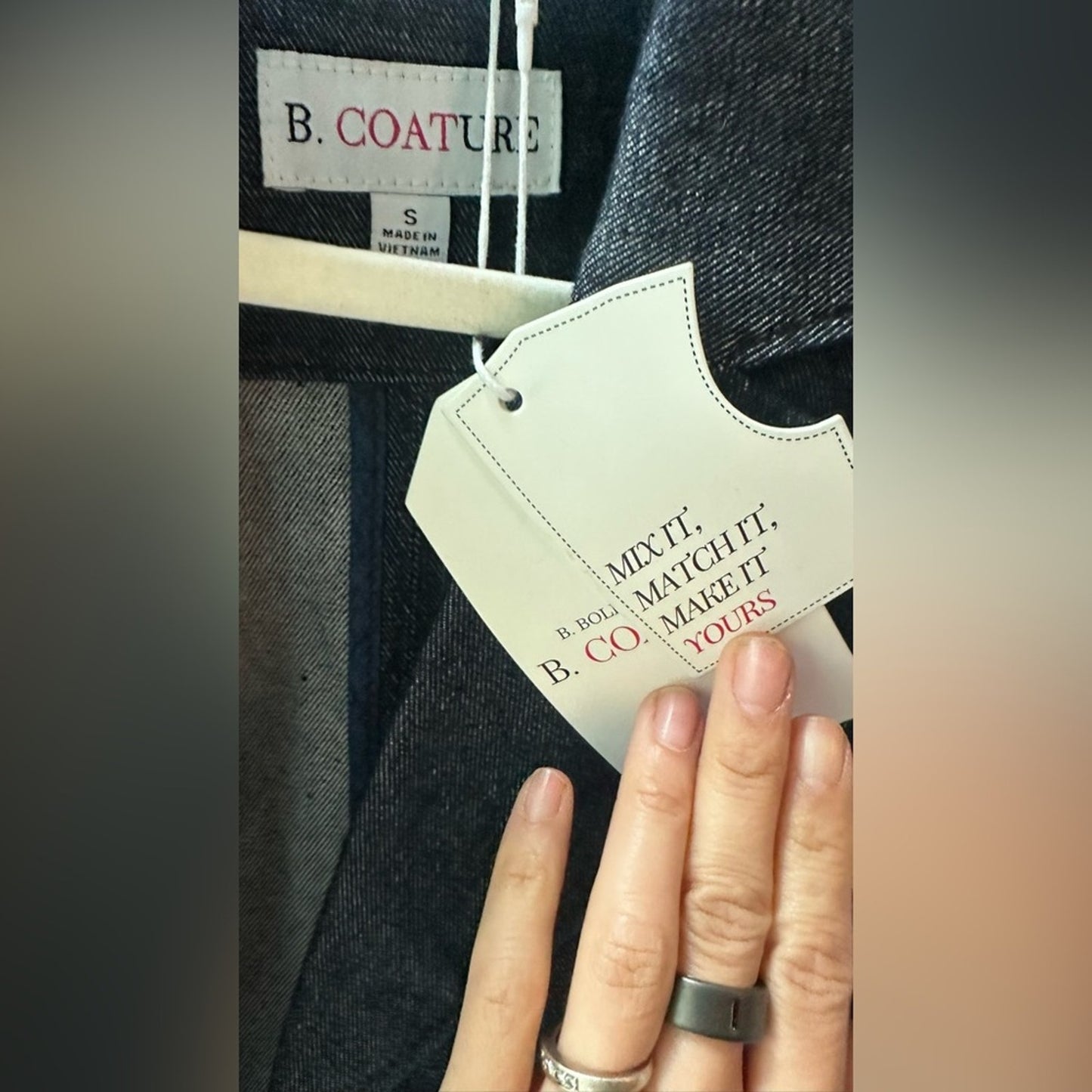 Denim Wrap Jacket with Contrast Belt, Size S | 0301