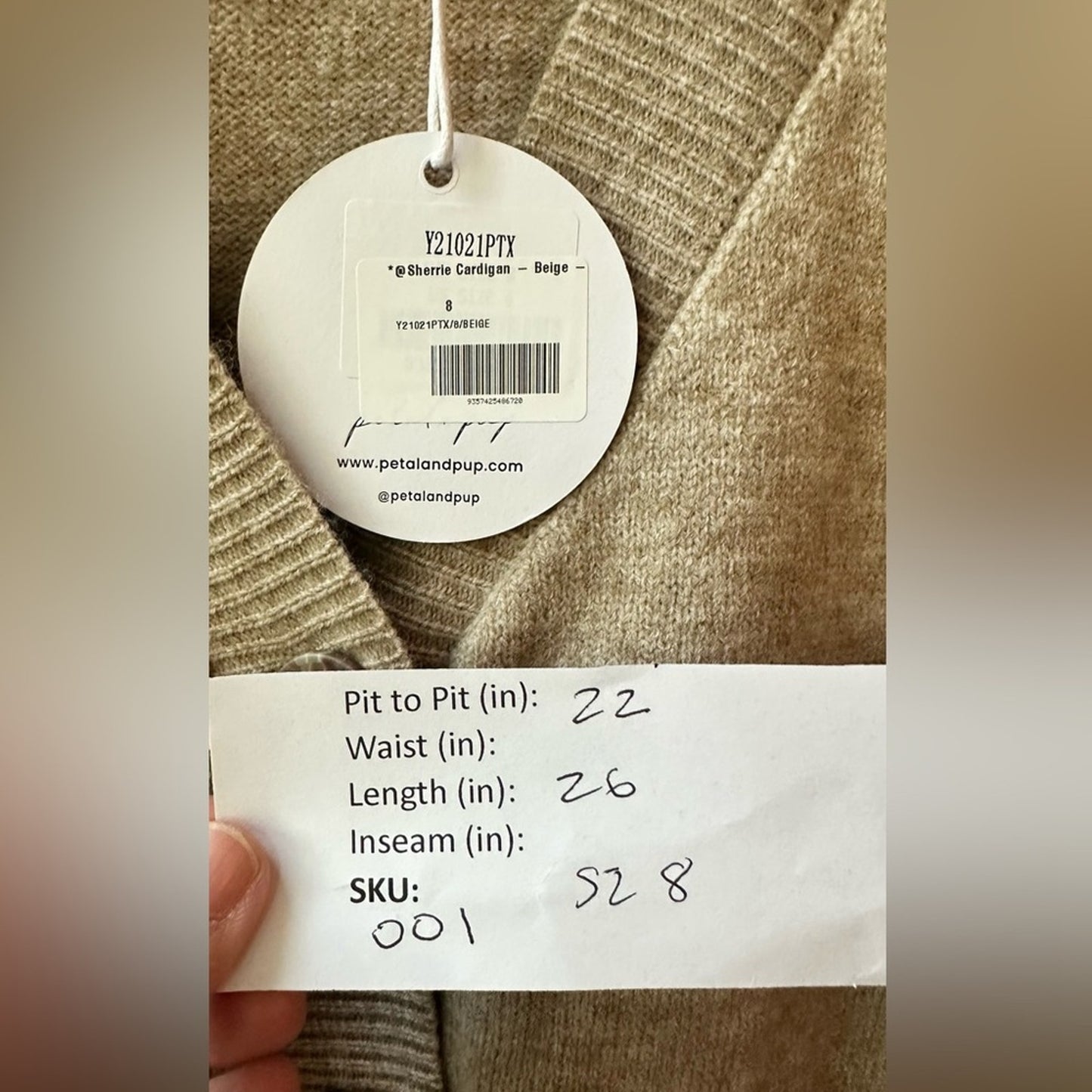Sherrie Beige Cardigan Sweater, Size S (AU 8 / US 4) | 001