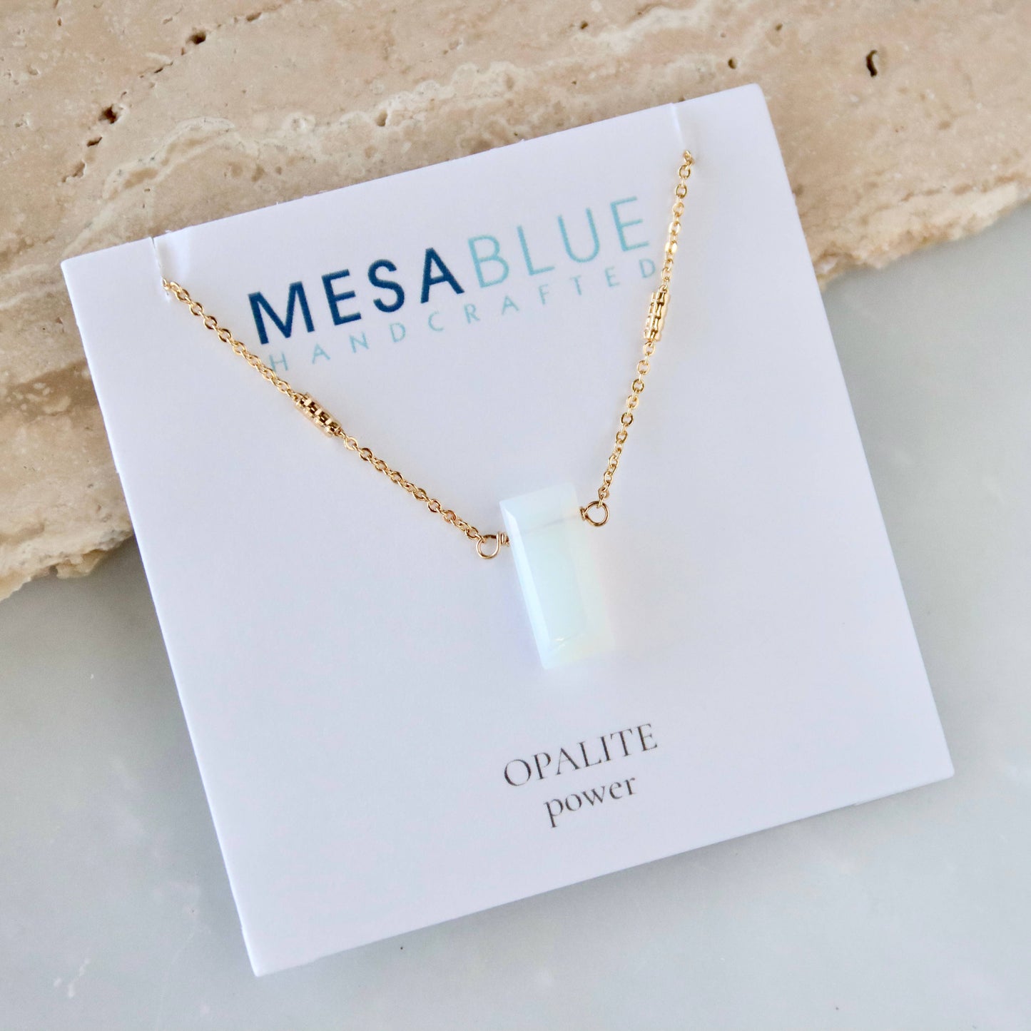 Amethyst or Opalite Rectangle Necklace