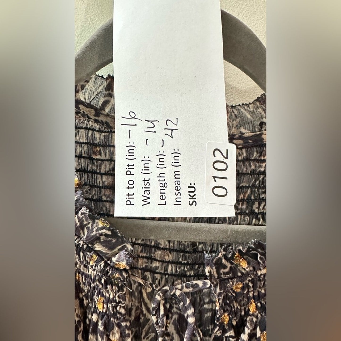 Oliveaceous, Black and Gold Smocked Ruffle Midi Dress, Size M | 0102