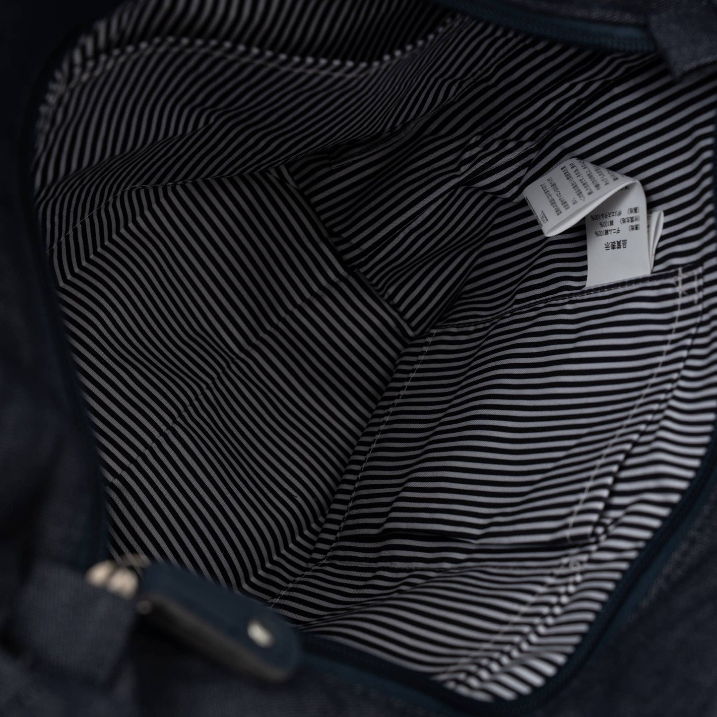 Kusuguru Japan Denim & Canvas Cat Tote Bag Dark Denim