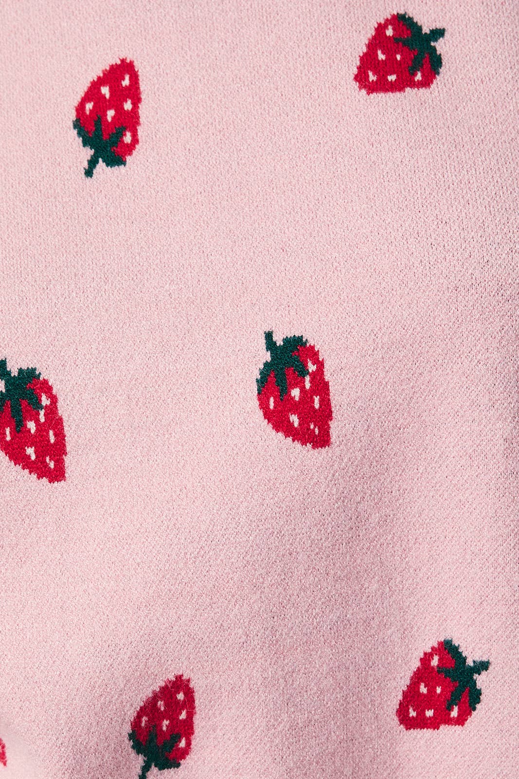 ROUND NECK LONG SLEEVE STRAWBERRY GRAPHIC SWEATER