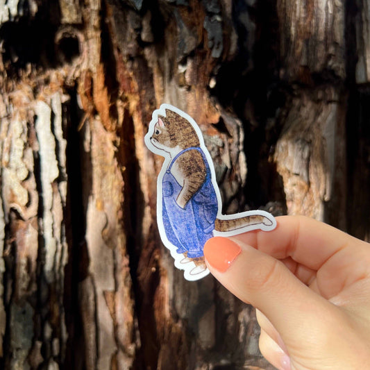 Cat in Overalls Sticker