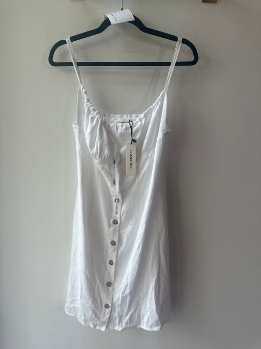 White Dress. Side gold metal detail