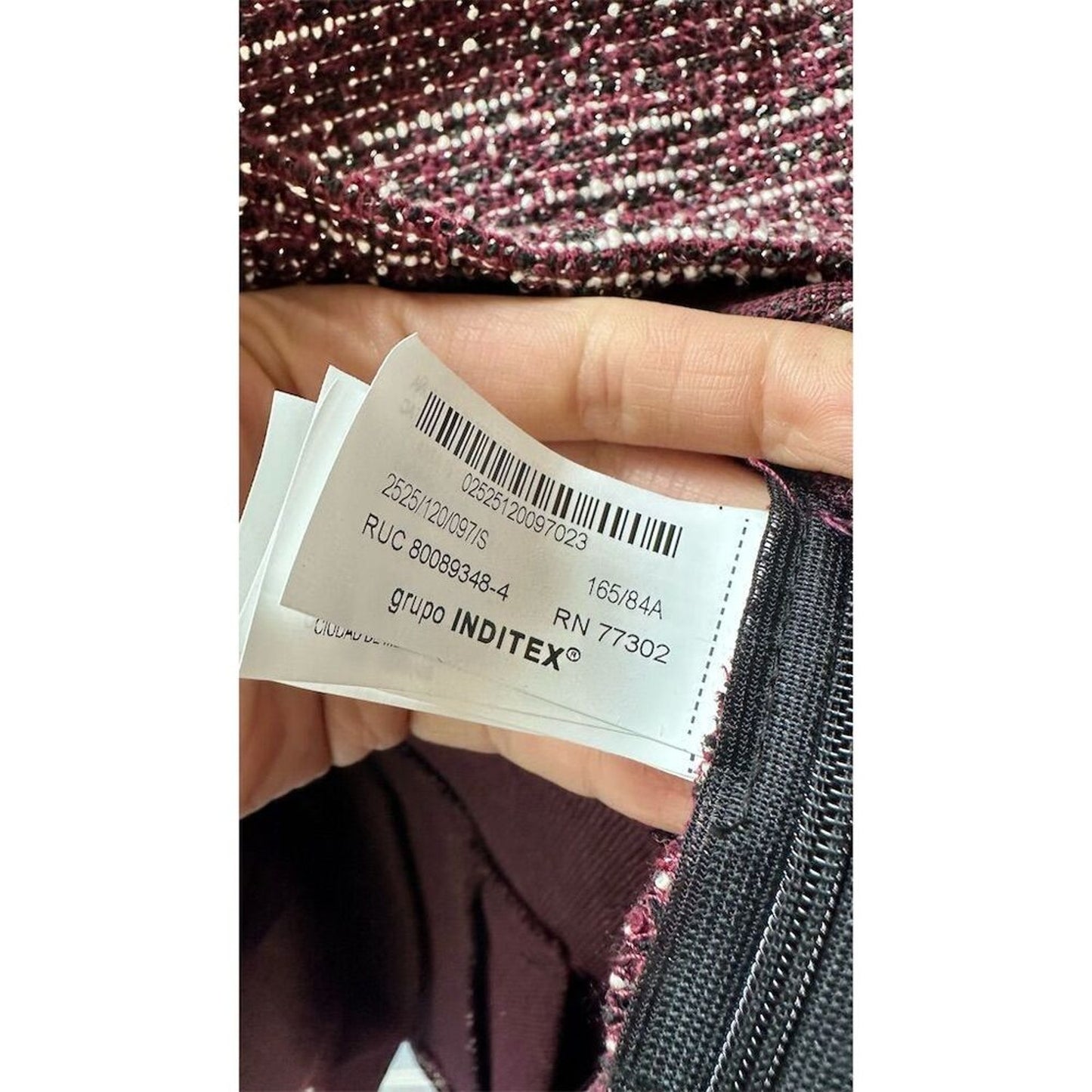 Tweed Knee Length Dress Brown Burgundy Size S