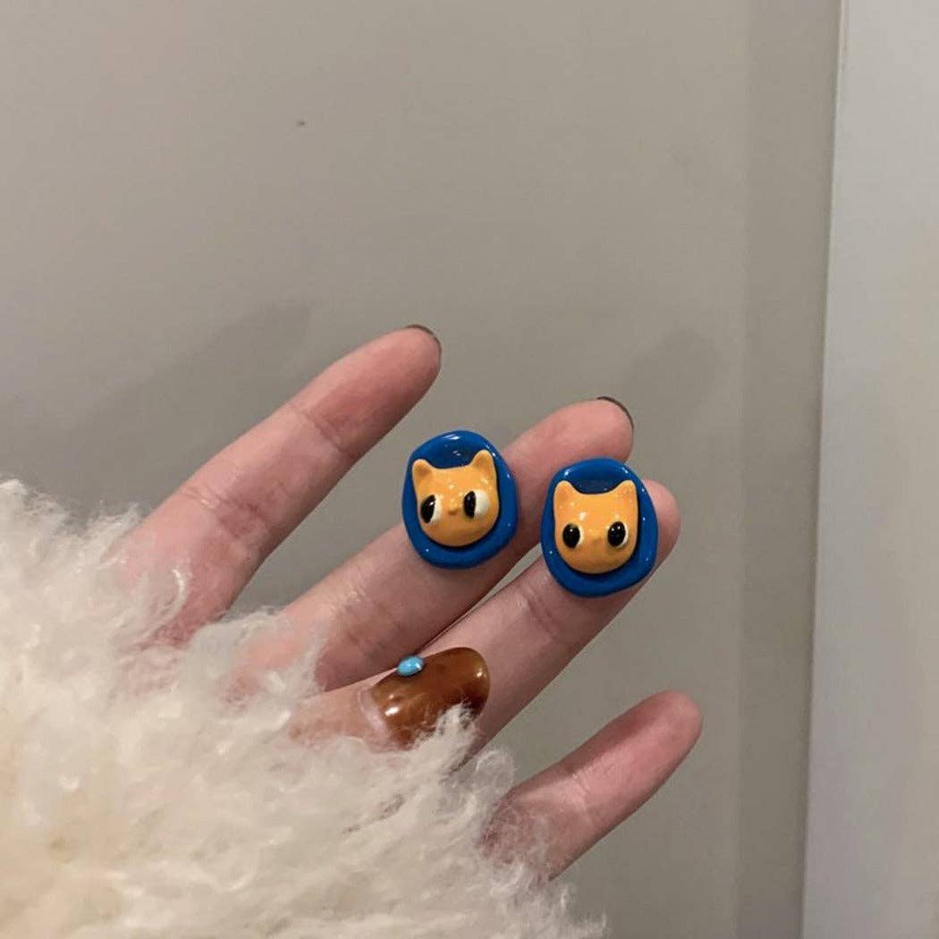 Whimsical Cat Stud Earrings