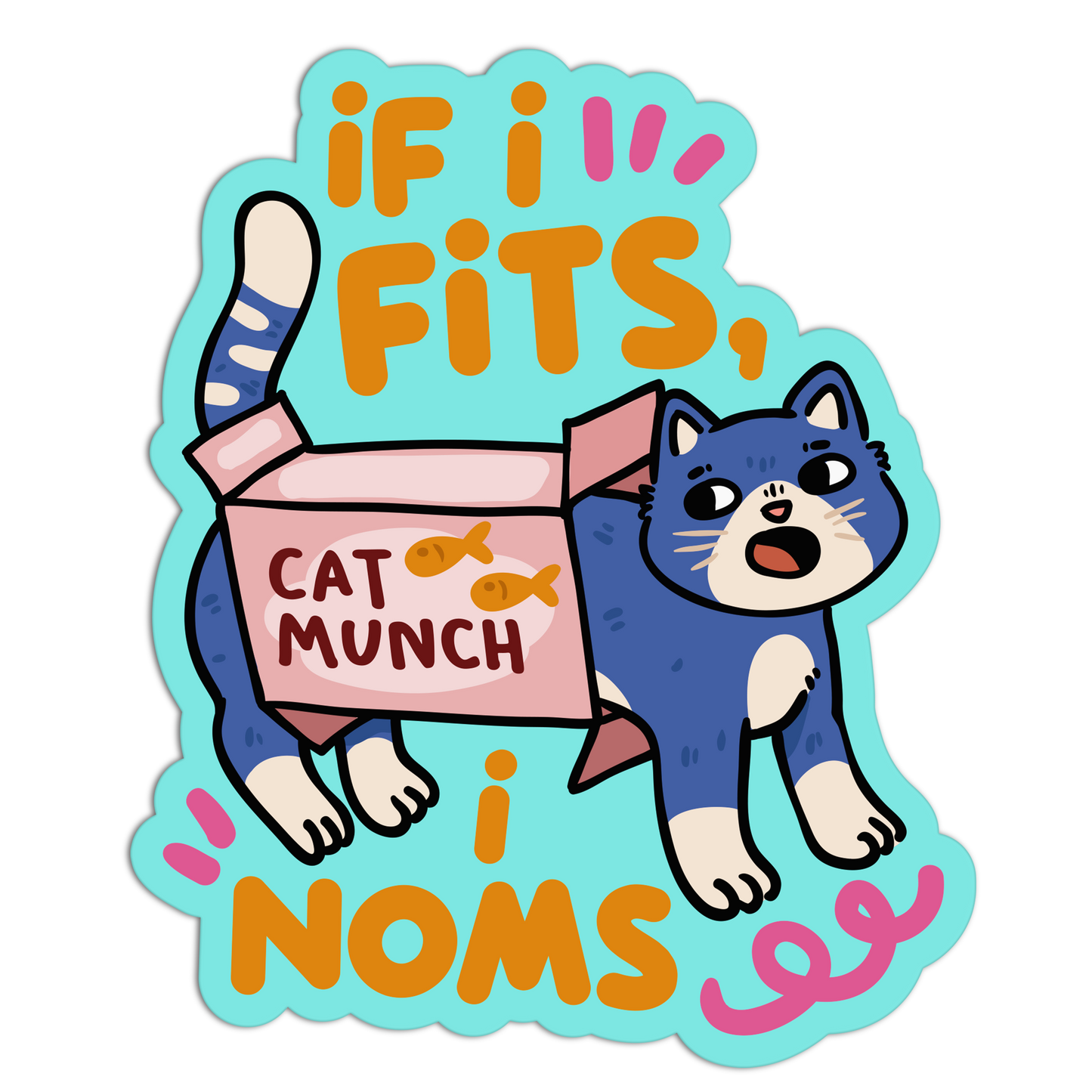 If i fits, I noms New Cats Textured Sticker