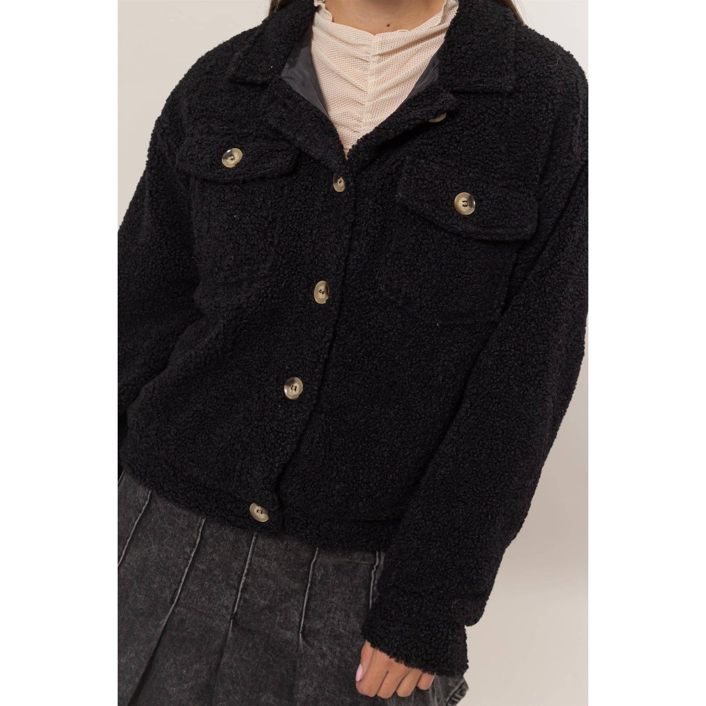 Sherpa Button-Front Jacket