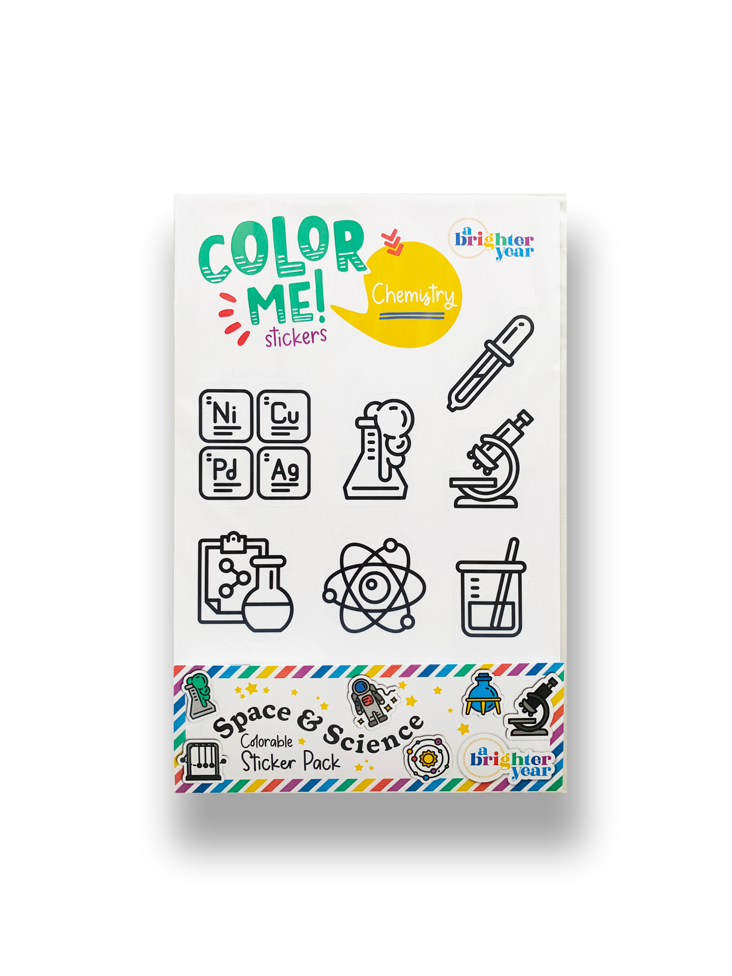 Space & Science Colorable Sticker Pack, 3 Sticker Sheets