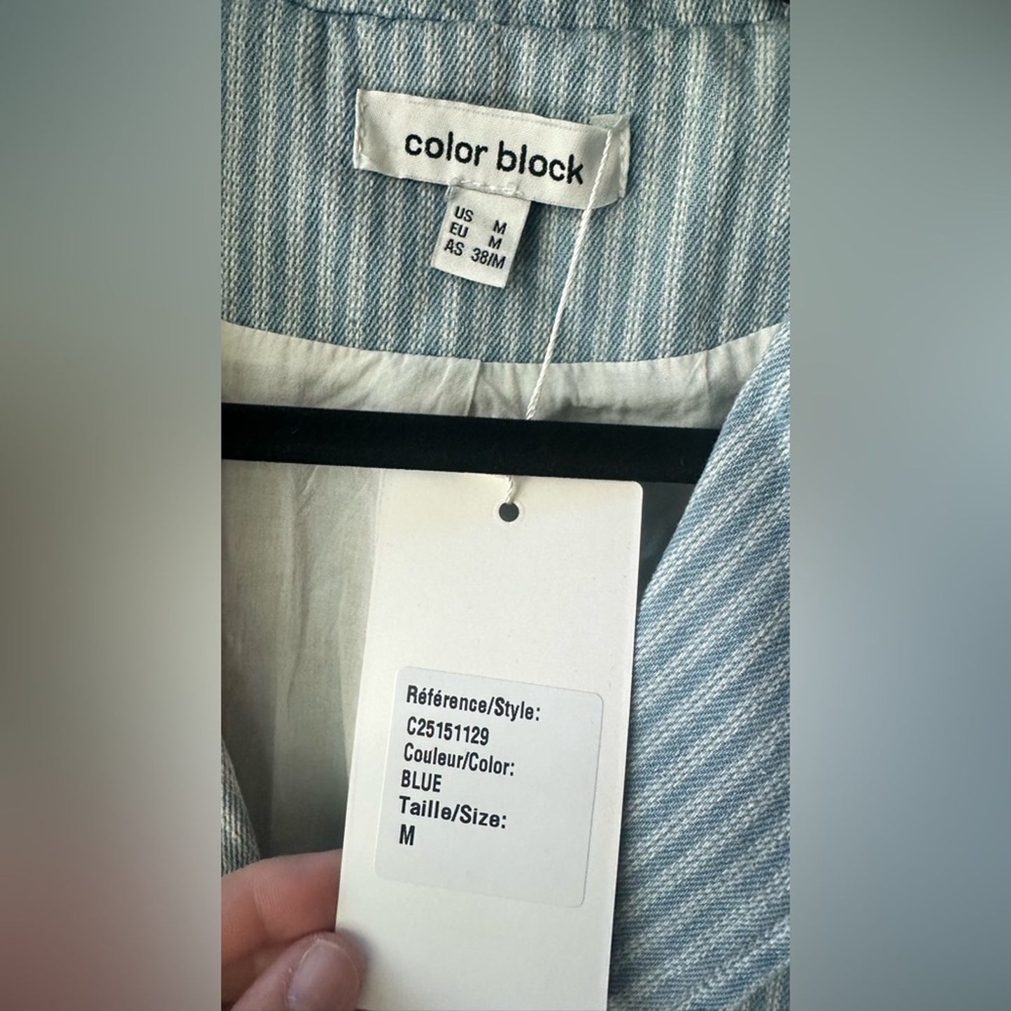 Color Block, Blue Striped Blazer Jacket, nwot Size M | 1100