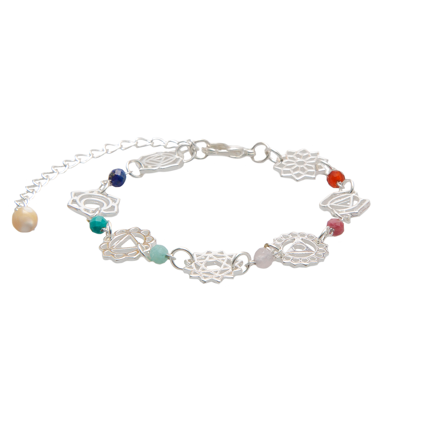 Silver Seven Chakras Healing Bracelet