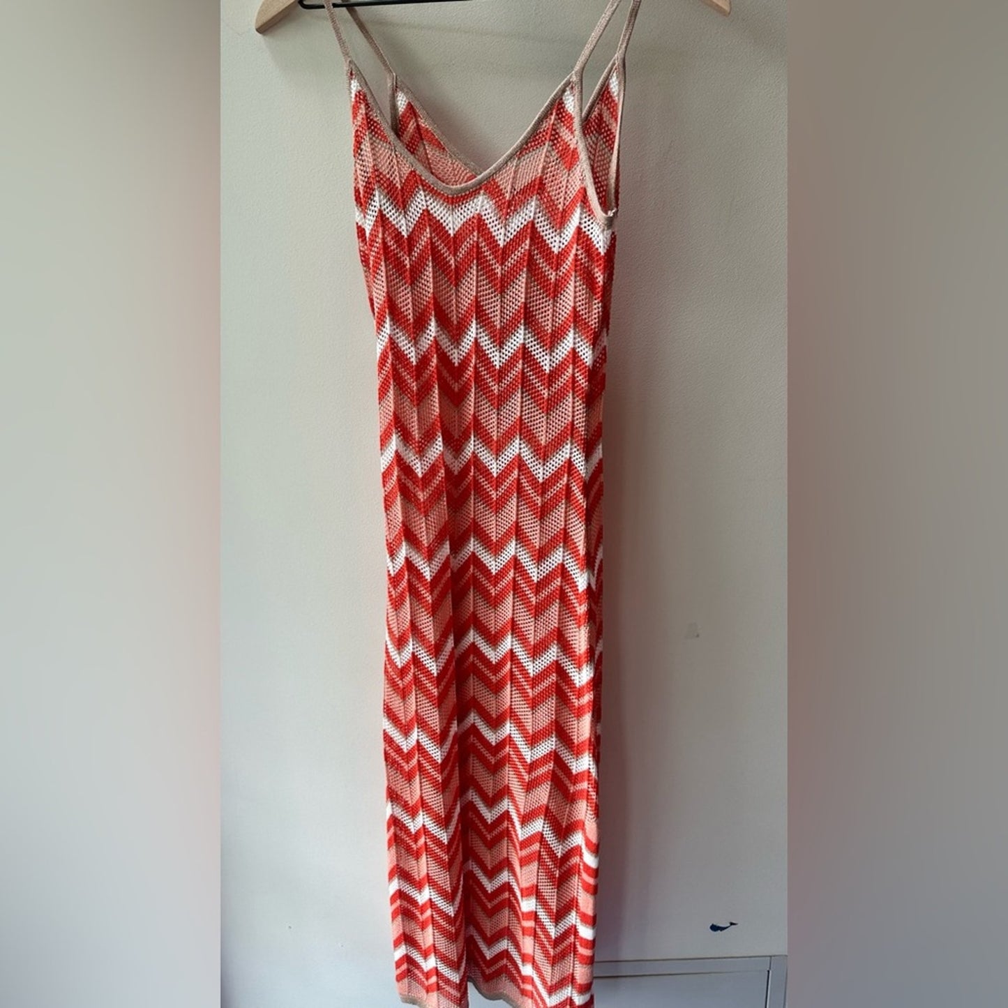 Galita Sheer Crochet Chevron Color Block Cover-Up Dress | Size L | SKU 823