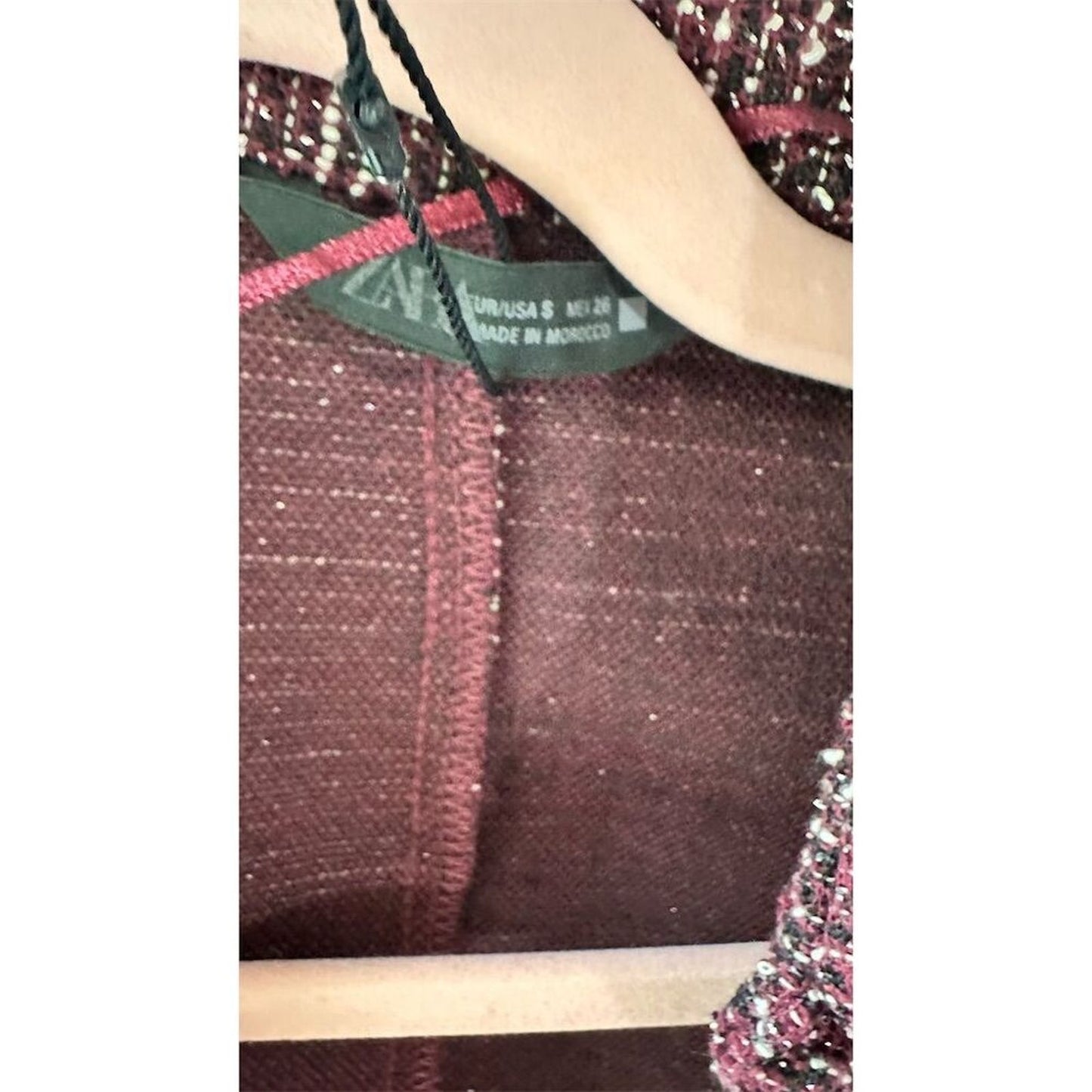 Tweed Knee Length Dress Brown Burgundy Size S