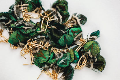 Mallard Fall Feather Tassel Statement Earrings