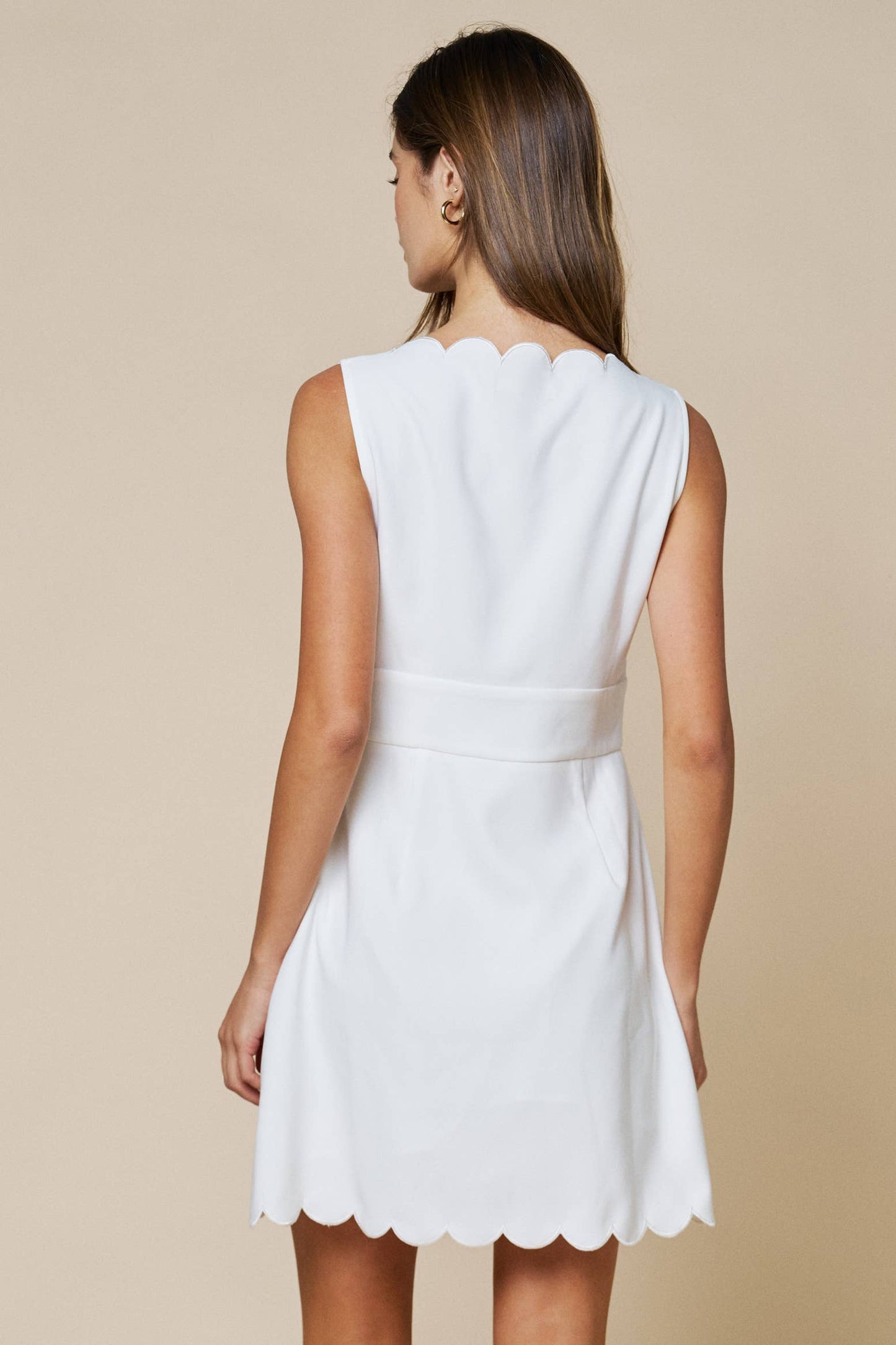 Scallop Square Neck A-Line Mini Dress