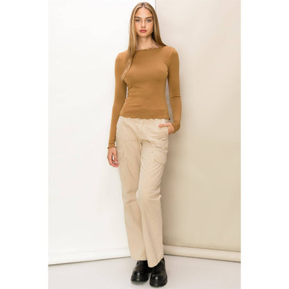 Lettuce Hem Long Sleeve Top