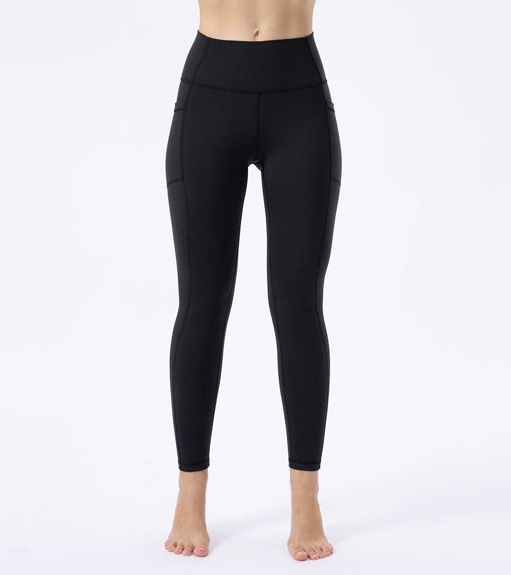 Black High Waist Yoga Leggings With Side Pockets
