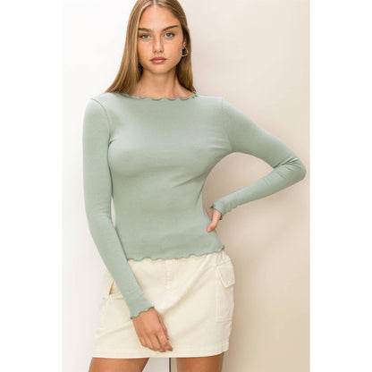 Lettuce Hem Long Sleeve Top