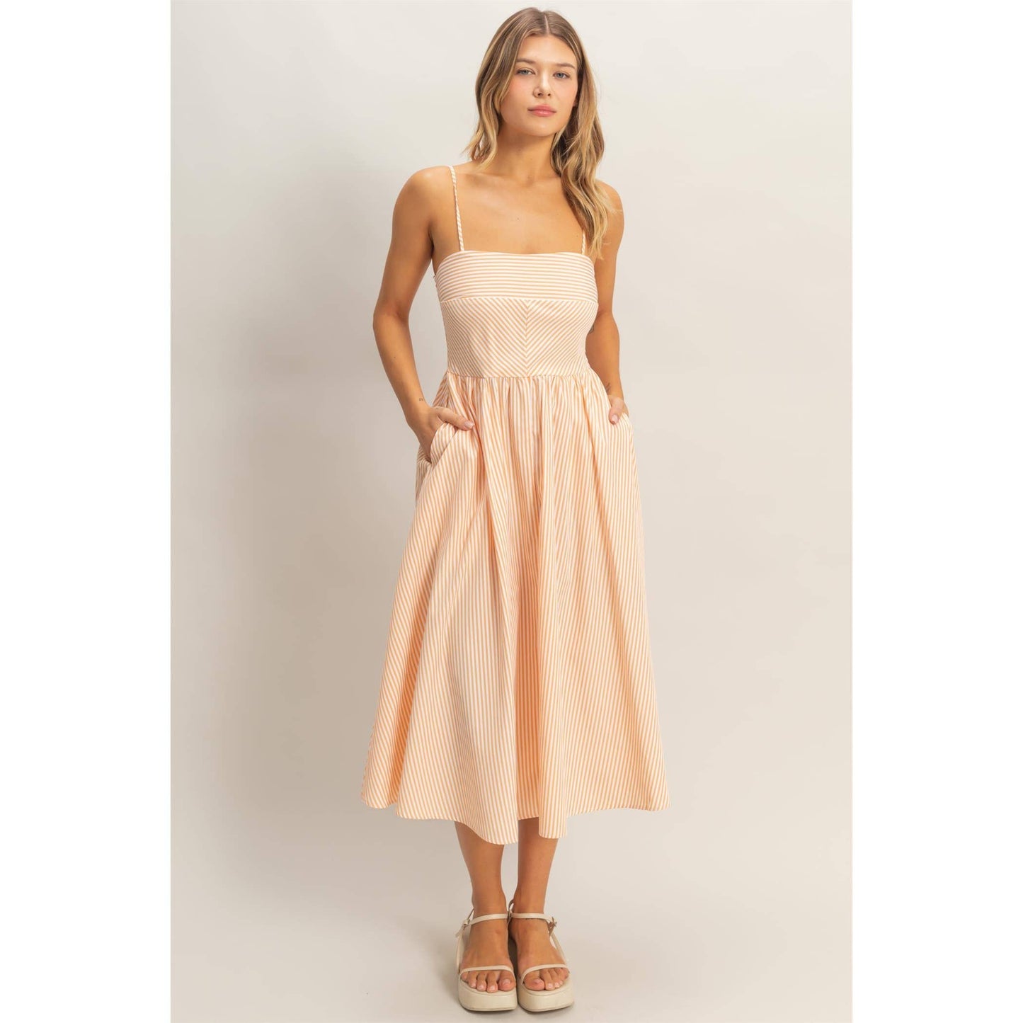 Striped Spaghetti Strap Dress