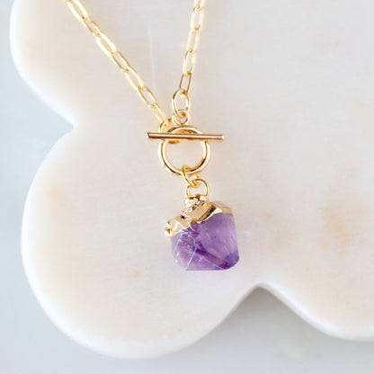 Amethyst or Turquoise Nugget Toggle Necklace