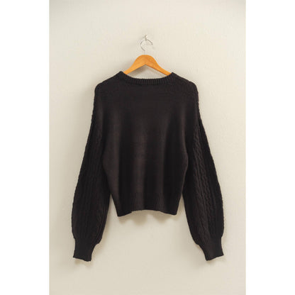 Cable Knit Balloon Sleeve Sweater