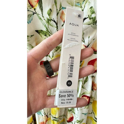 Aqua Women's XS Yellow Floral Fruit Print Midi Dress Summer Casual