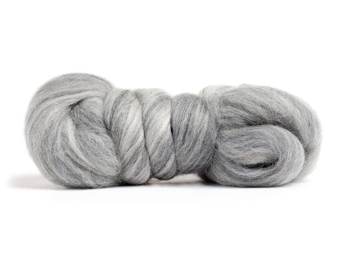 Merino Wool Top Roving, Grey Heather, 1 ounce