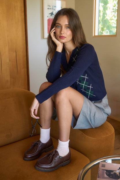 ARGYLE PATTERN BUTTON DOWN LONG SLEEVE CARDIGAN