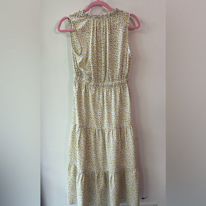 Floral Sleeveless Tiered Midi Dress, Size S | 0204
