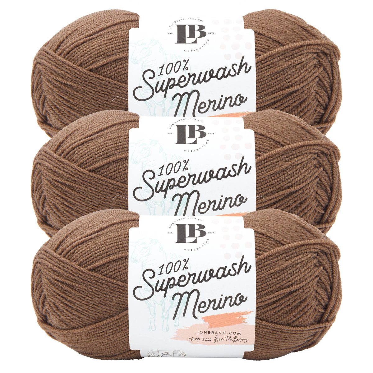 Lion Brand Yarn LB Collection Superwash Merino 3Pack