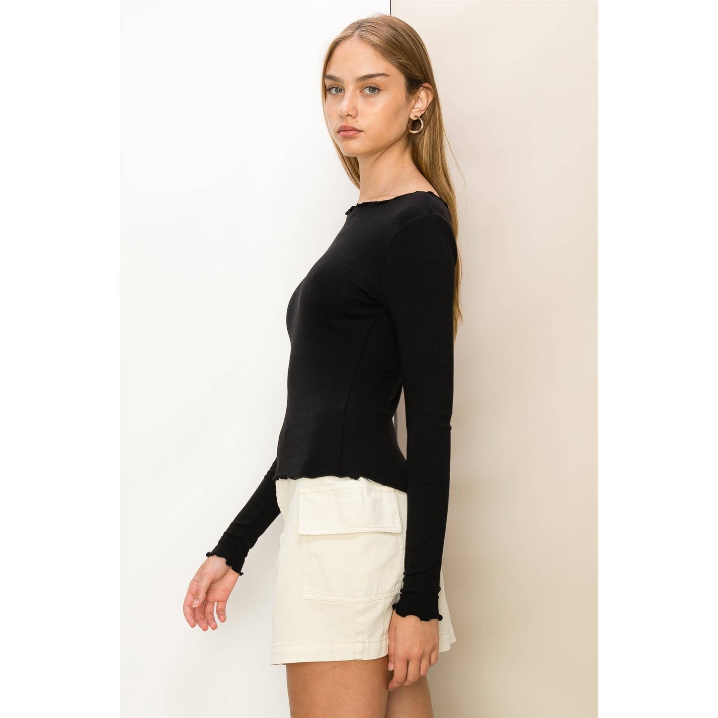 Lettuce Hem Long Sleeve Top