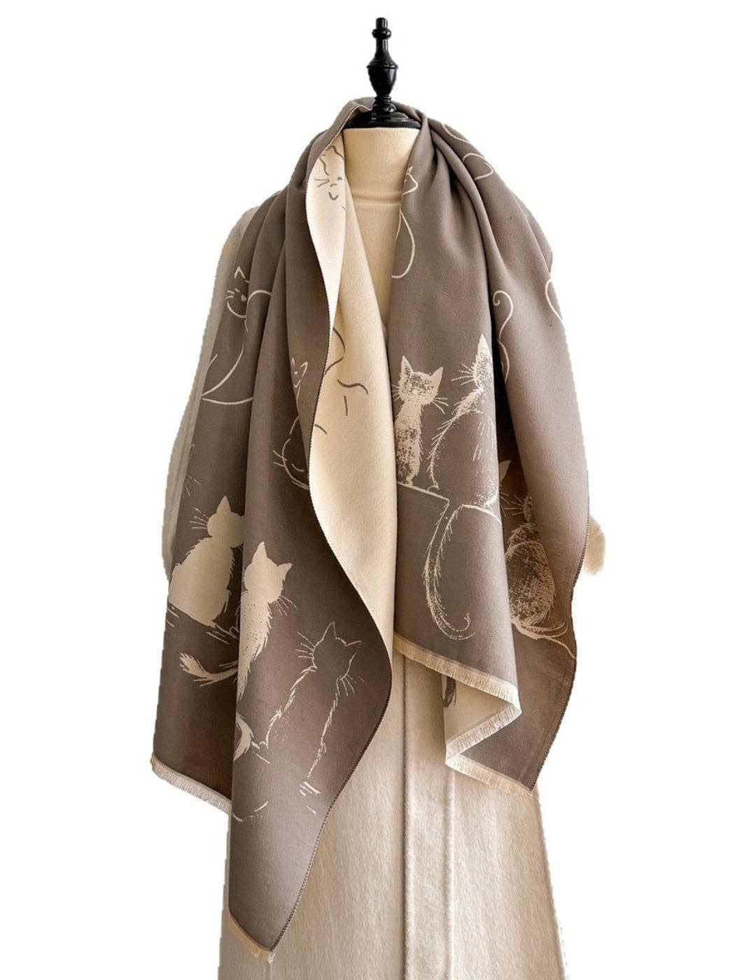 Scarvii – Cute Cat Pattern Winter Scarf & Shawl