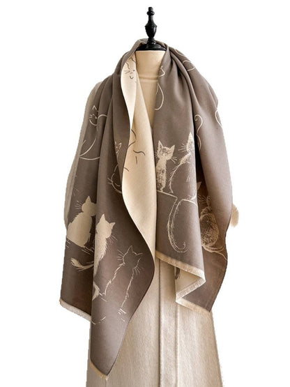 Scarvii – Cute Cat Pattern Winter Scarf & Shawl