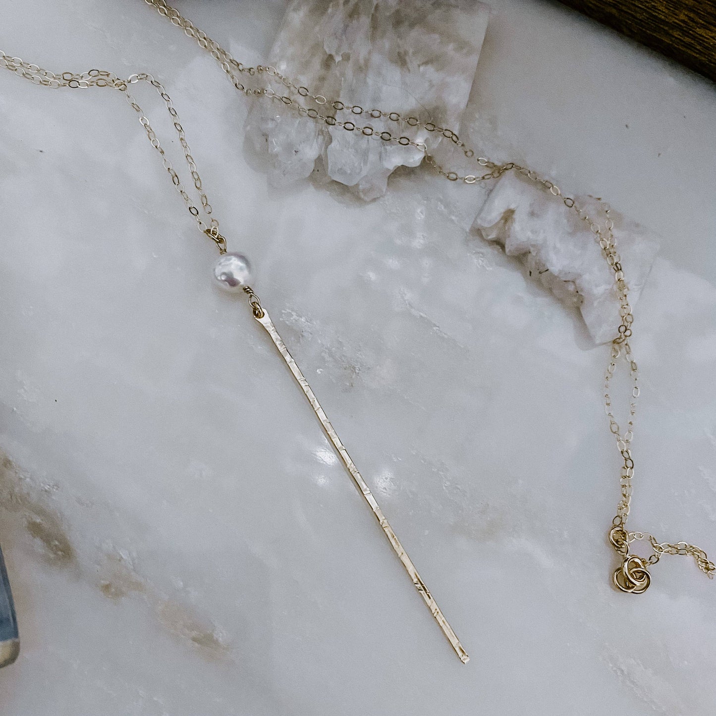 Wanderer's Stick Necklace with Freshwater Pearl