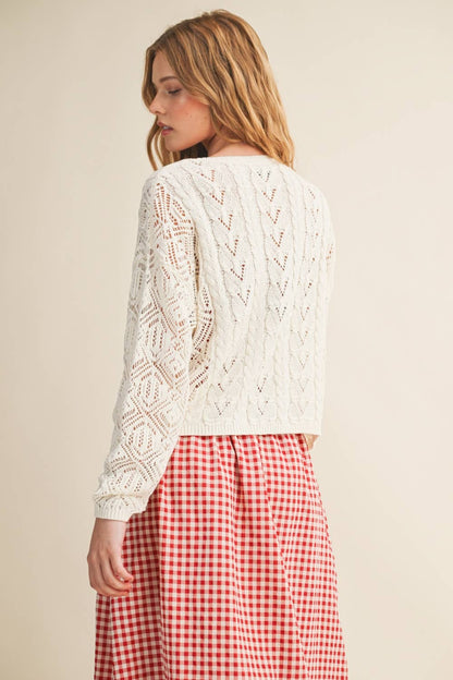 J6443   LIGHT WEIGHT CABLE KNIT CARDIGAN