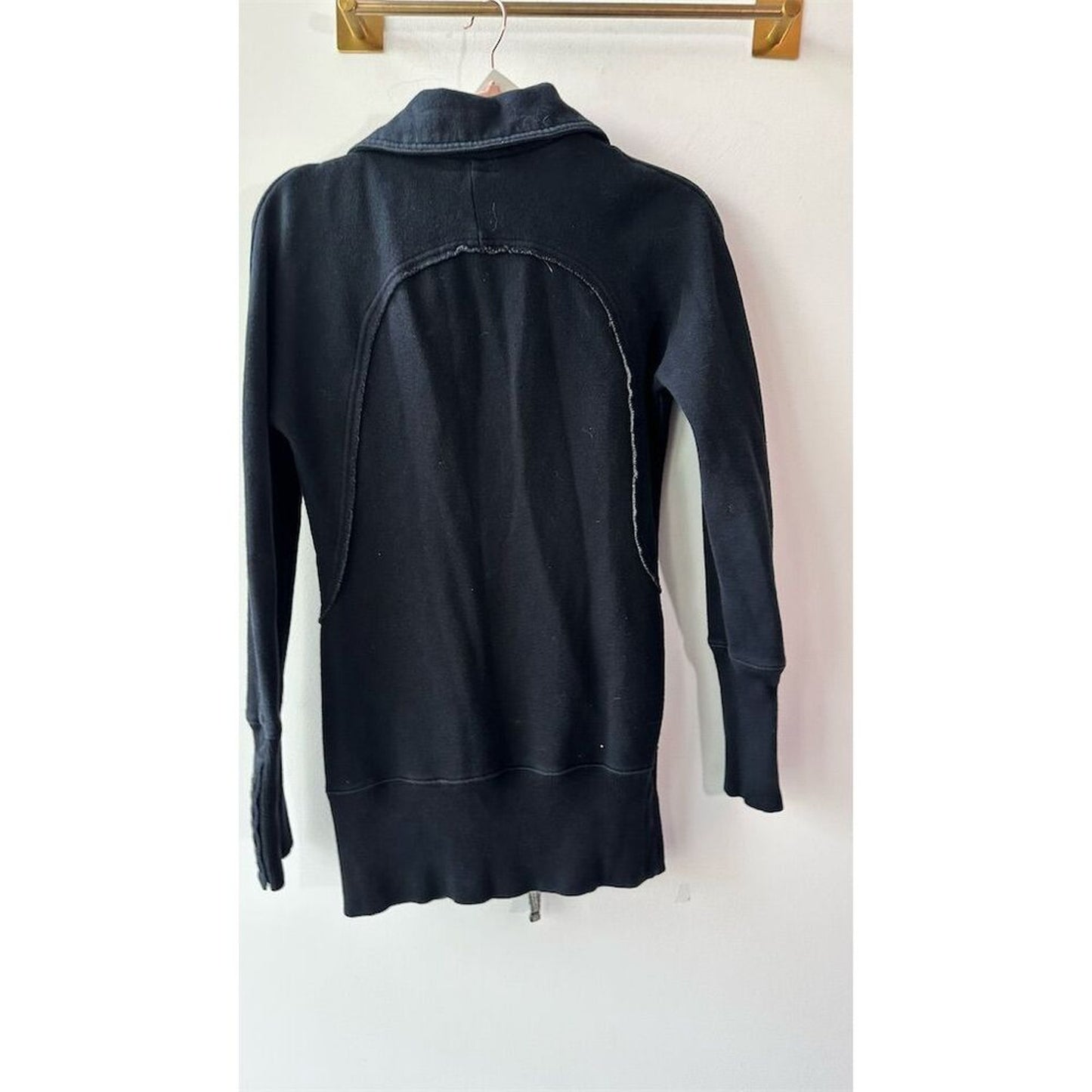 Black Zip-Up Jacket XS Fleece-Lined Casual
