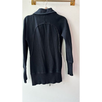 Black Zip-Up Jacket XS Fleece-Lined Casual