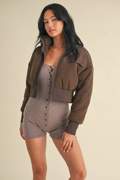 Fleece puffer  Crop Jacket