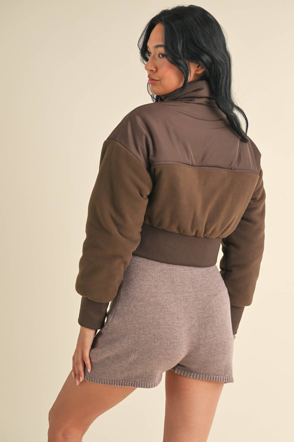 Fleece puffer  Crop Jacket