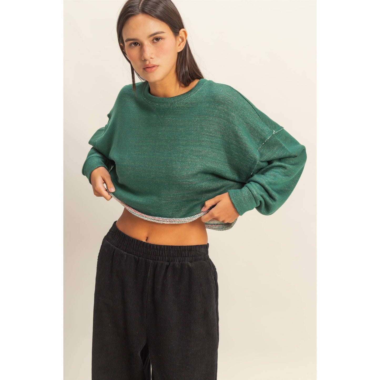 Drop-Shoulder Cropped Top