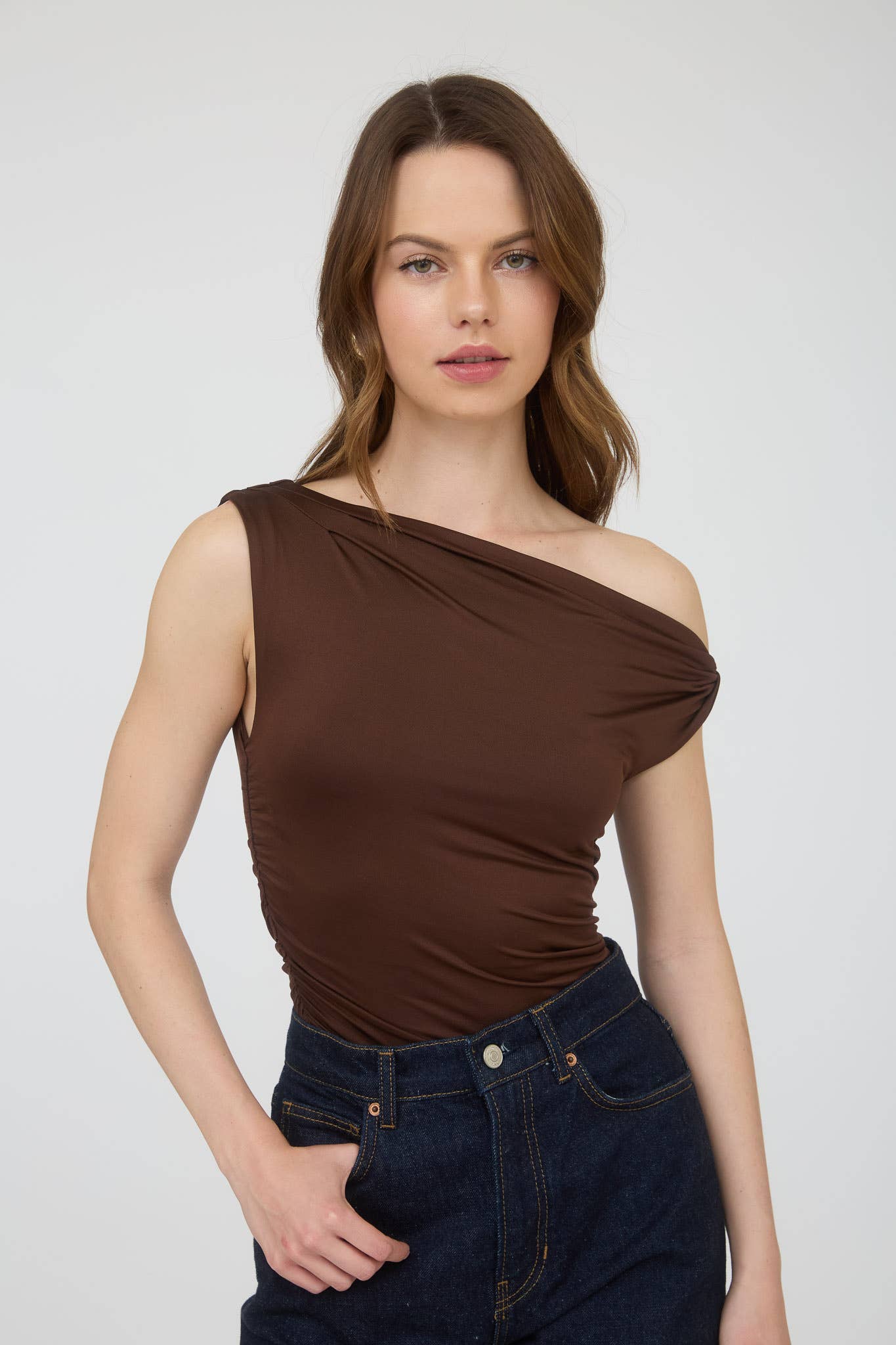 ASYMMETRICAL OFF THE SHOULDER KNIT TOP