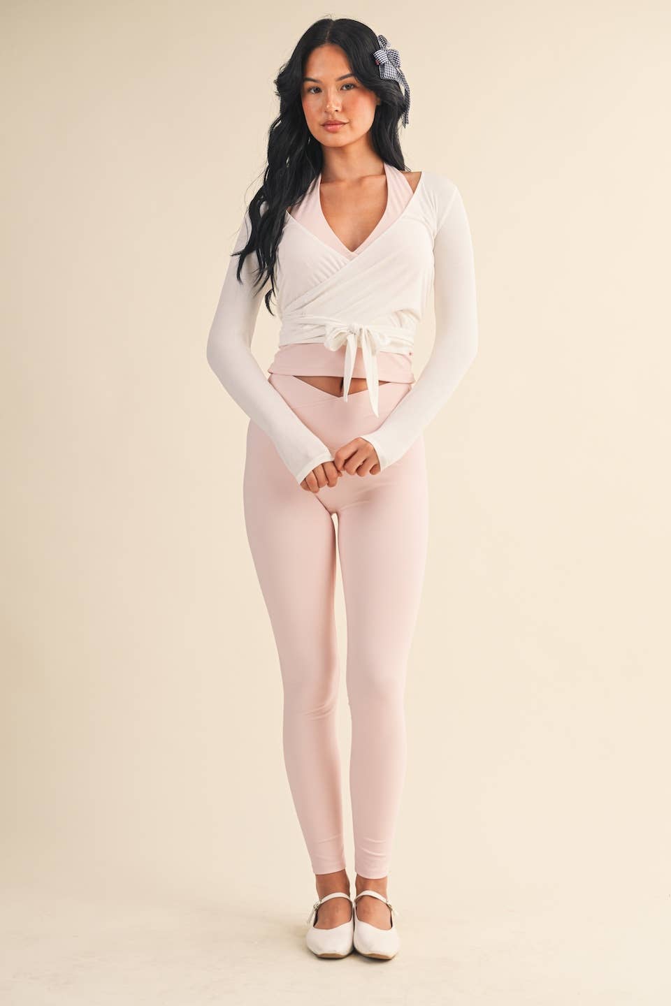 Long Sleeve V Neck Wrap Top