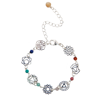 Silver Seven Chakras Healing Bracelet