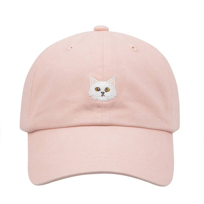 HatPhile White Cat Soft Baseball Cap – Adjustable Cotton Hat for Cat Lovers