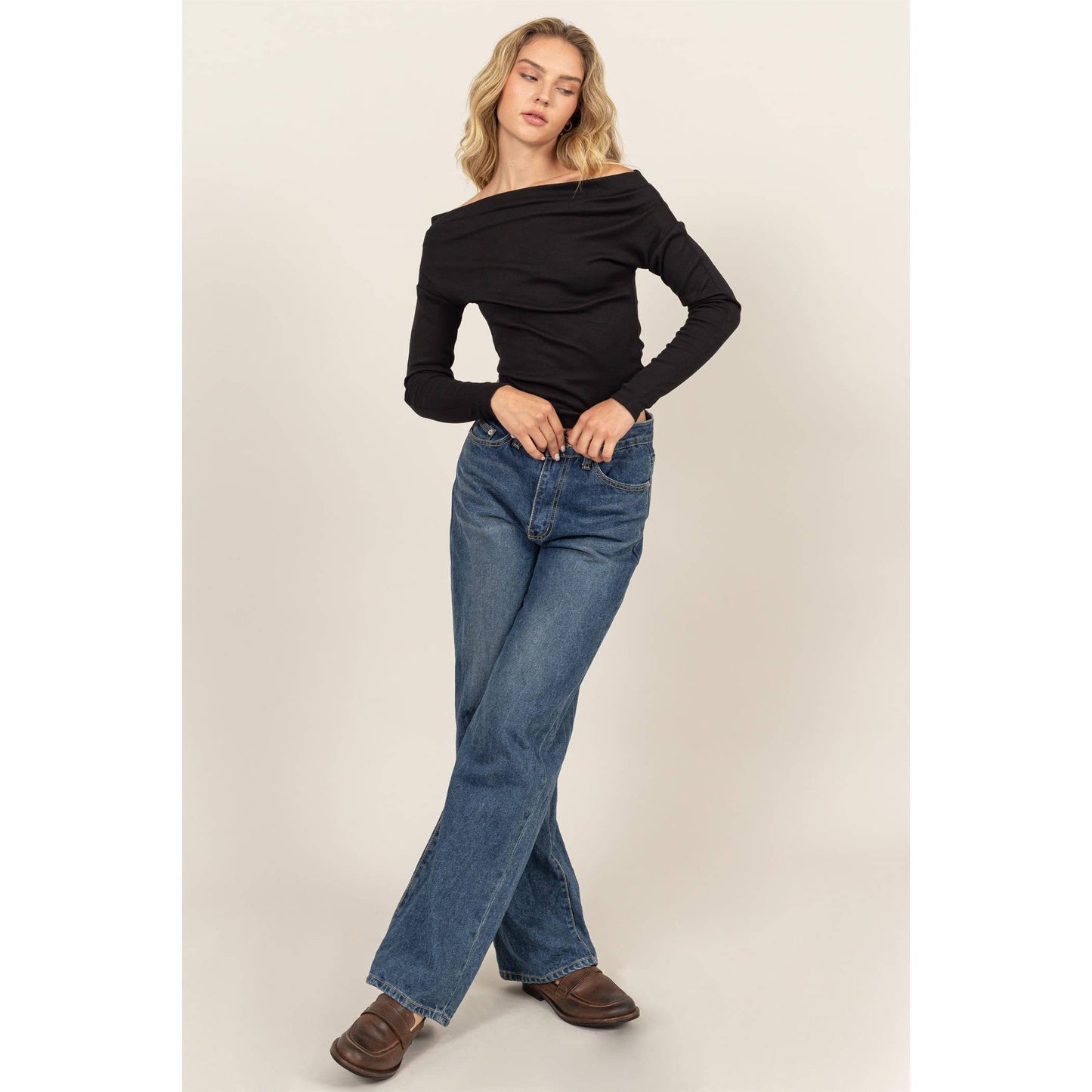 Off-The-Shoulder Ribbed Knit Top