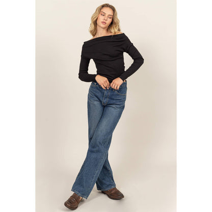 Off-The-Shoulder Ribbed Knit Top