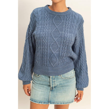 Cable Knit Balloon Sleeve Sweater