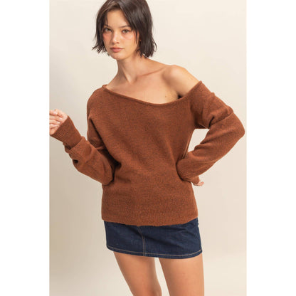 Asymmetric Off-Shoulder Sweater